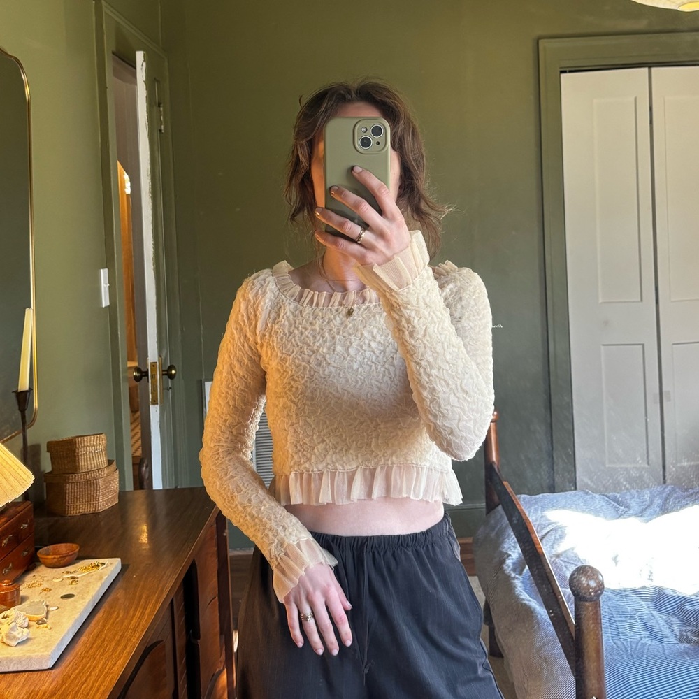 Zara Ruffle Top in Cream